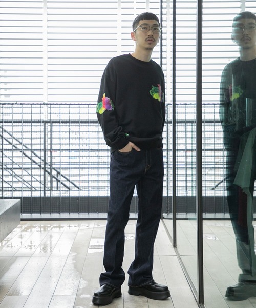 Jieda(ジエダ)の「OW FLARE DENIM PANTS(デニムパンツ・メンズ・ブラック/インディゴブルー・1/2)」の7枚目の写真
