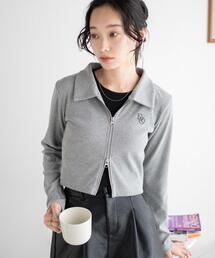 WEGO/ダブルジップロゴ刺繍ロンT