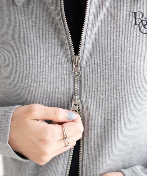 WEGO(ウィゴー)の「WEGO/ダブルジップロゴ刺繍ロンT(Tシャツ/カットソー・レディース・その他1/ブラック/杢グレー・FREE)」の9枚目の写真