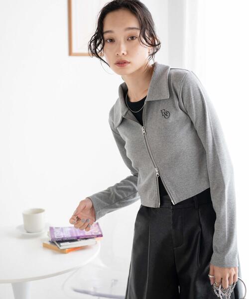 WEGO(ウィゴー)の「WEGO/ダブルジップロゴ刺繍ロンT(Tシャツ/カットソー・レディース・その他1/ブラック/杢グレー・FREE)」の15枚目の写真