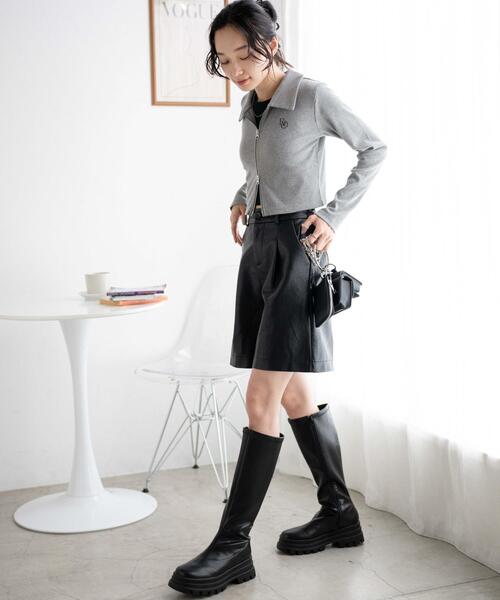 WEGO(ウィゴー)の「WEGO/ダブルジップロゴ刺繍ロンT(Tシャツ/カットソー・レディース・その他1/ブラック/杢グレー・FREE)」の16枚目の写真