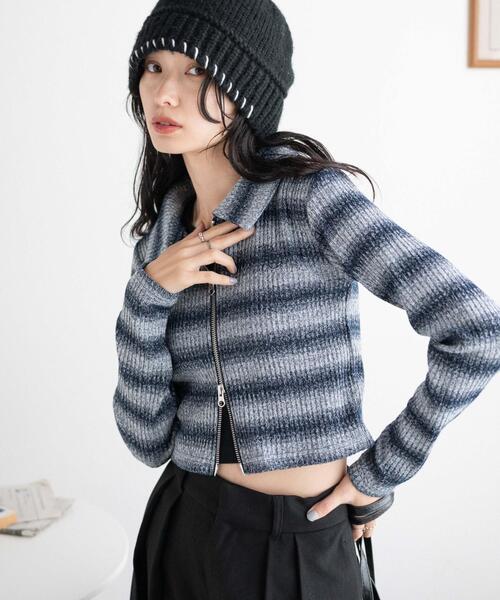 WEGO(ウィゴー)の「WEGO/ダブルジップロゴ刺繍ロンT(Tシャツ/カットソー・レディース・その他1/ブラック/杢グレー・FREE)」の17枚目の写真