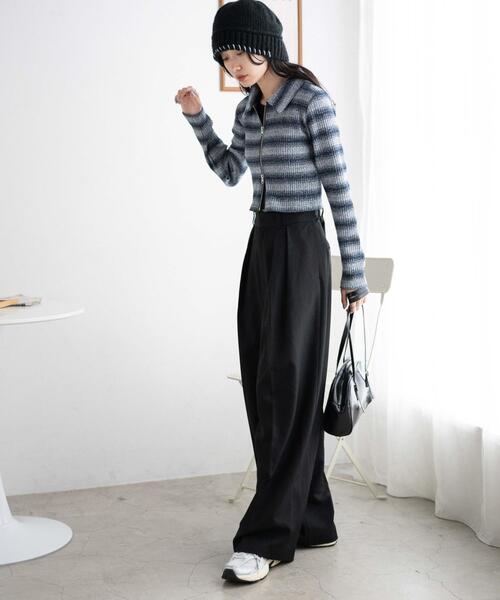 WEGO(ウィゴー)の「WEGO/ダブルジップロゴ刺繍ロンT(Tシャツ/カットソー・レディース・その他1/ブラック/杢グレー・FREE)」の19枚目の写真
