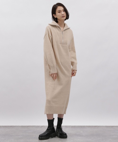 LAKOLE（ラコレ）の「ハーフジップニットワンピース / 982203（ワンピース・レディース・ライトベージュ/ネイビー/モカ・MEDIUM/SMALL）」の9枚目の写真