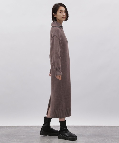 LAKOLE（ラコレ）の「ハーフジップニットワンピース / 982203（ワンピース・レディース・ライトベージュ/ネイビー/モカ・MEDIUM/SMALL）」の6枚目の写真