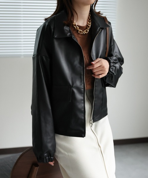 sakishimatokyo（サキシマトーキョー）の「ダブルジップ フェイクレザーブルゾン / シャツジャケット（ブルゾン・レディース・アイボリー/ブラック・FREE）」の16枚目の写真