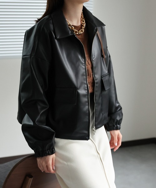 sakishimatokyo（サキシマトーキョー）の「ダブルジップ フェイクレザーブルゾン / シャツジャケット（ブルゾン・レディース・アイボリー/ブラック・FREE）」の17枚目の写真