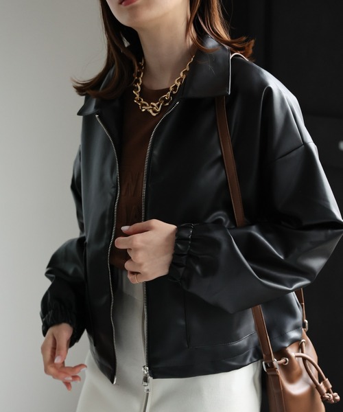 sakishimatokyo（サキシマトーキョー）の「ダブルジップ フェイクレザーブルゾン / シャツジャケット（ブルゾン・レディース・アイボリー/ブラック・FREE）」の20枚目の写真