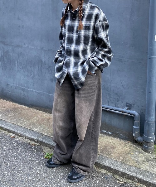 PICSAS（ピクサス）の「【PICSAS】オーバーサイズオンブレチェックシャツ（シャツ/ブラウス・メンズ・ブラウン/カーキ/ブラック/ネイビー・L/M）」の10枚目の写真