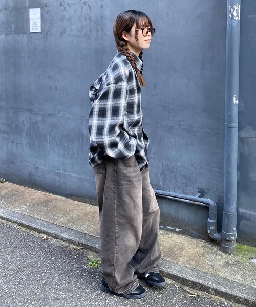 PICSAS（ピクサス）の「【PICSAS】オーバーサイズオンブレチェックシャツ（シャツ/ブラウス・メンズ・ブラウン/カーキ/ブラック/ネイビー・L/M）」の12枚目の写真