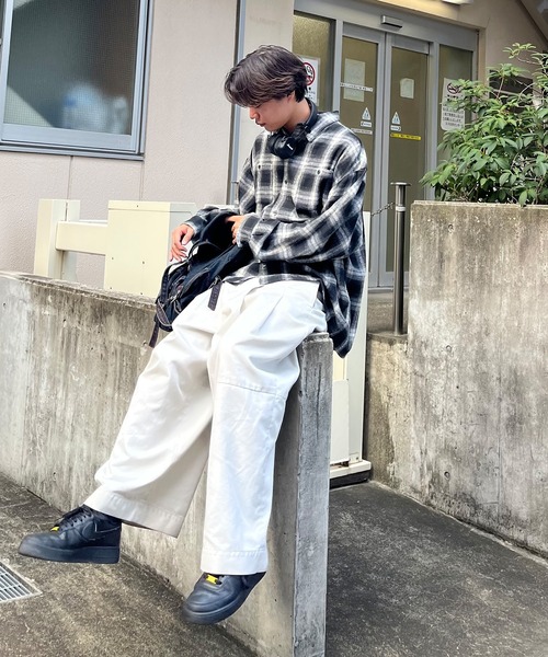 PICSAS（ピクサス）の「【PICSAS】オーバーサイズオンブレチェックシャツ（シャツ/ブラウス・メンズ・ブラウン/カーキ/ブラック/ネイビー・L/M）」の15枚目の写真