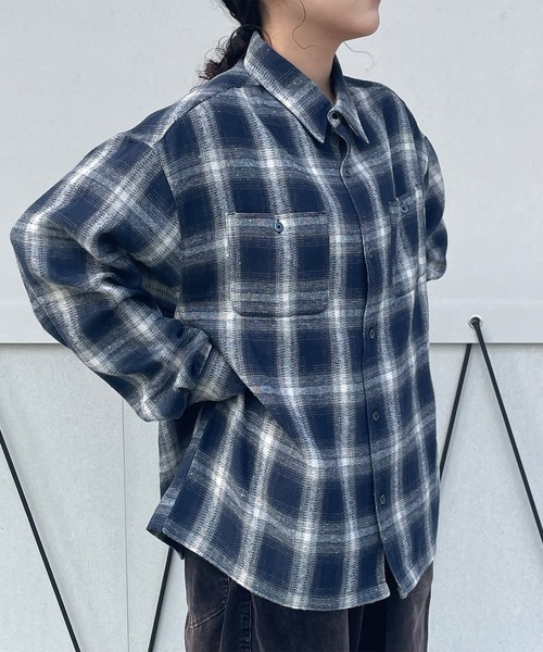 PICSAS（ピクサス）の「【PICSAS】オーバーサイズオンブレチェックシャツ（シャツ/ブラウス・メンズ・ブラウン/カーキ/ブラック/ネイビー・L/M）」の17枚目の写真