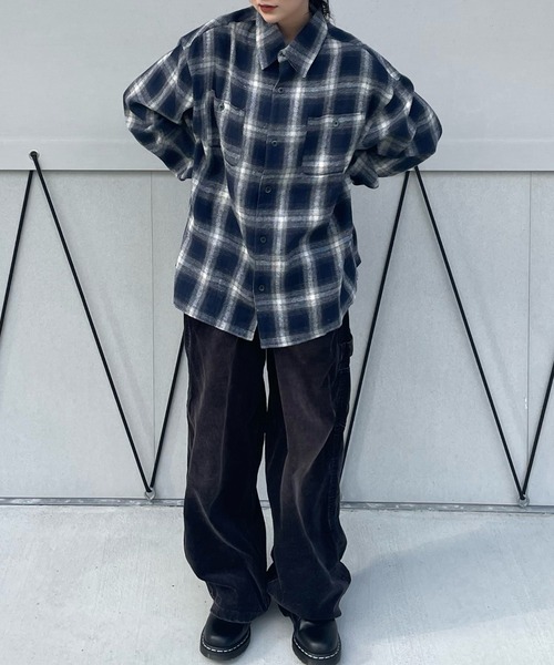 PICSAS（ピクサス）の「【PICSAS】オーバーサイズオンブレチェックシャツ（シャツ/ブラウス・メンズ・ブラウン/カーキ/ブラック/ネイビー・L/M）」の18枚目の写真