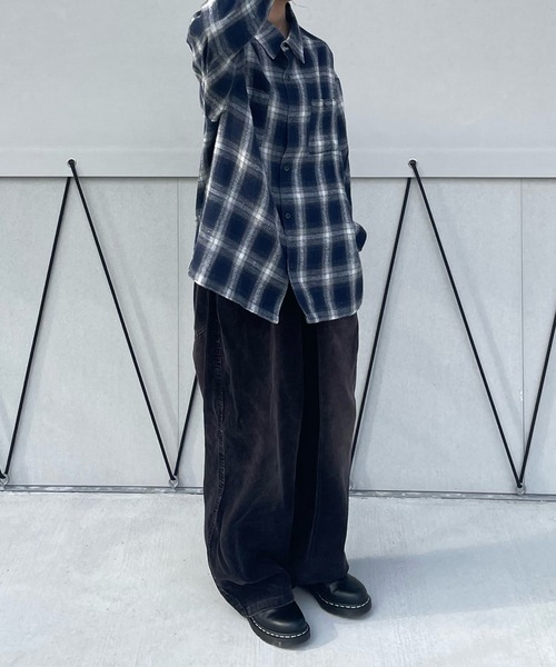PICSAS（ピクサス）の「【PICSAS】オーバーサイズオンブレチェックシャツ（シャツ/ブラウス・メンズ・ブラウン/カーキ/ブラック/ネイビー・L/M）」の19枚目の写真
