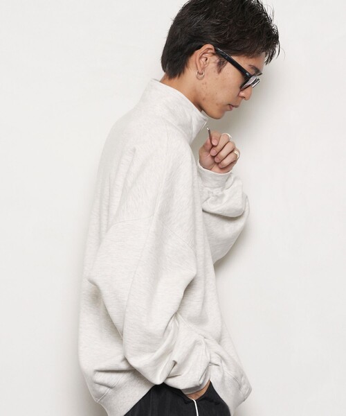 PUBLUX（パブリュクス）の「PUBLUX/パブリュクス スーパービッグハーフジップ裏起毛スウェット(限定展開)（スウェット・メンズ・ブラック/ライトグレー/グレー/ネイビー/オレンジ・MEDIUM/SMALL/LARGE）」の10枚目の写真