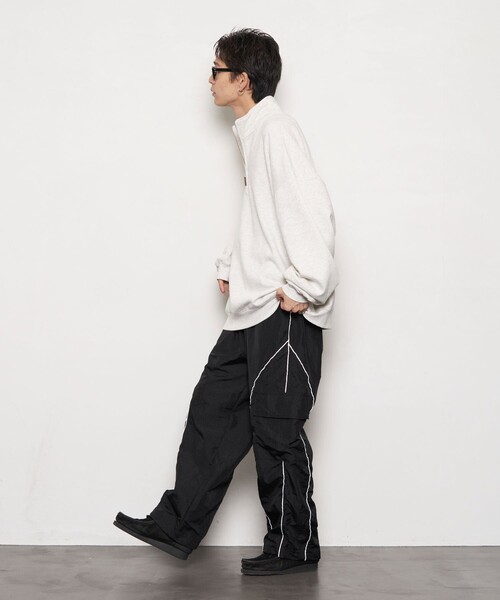 PUBLUX（パブリュクス）の「PUBLUX/パブリュクス スーパービッグハーフジップ裏起毛スウェット(限定展開)（スウェット・メンズ・ブラック/ライトグレー/グレー/ネイビー/オレンジ・MEDIUM/SMALL/LARGE）」の13枚目の写真