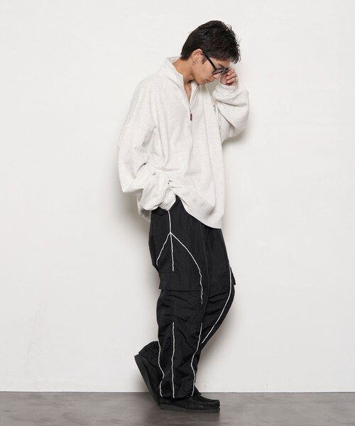 PUBLUX（パブリュクス）の「PUBLUX/パブリュクス スーパービッグハーフジップ裏起毛スウェット(限定展開)（スウェット・メンズ・ブラック/ライトグレー/グレー/ネイビー/オレンジ・MEDIUM/SMALL/LARGE）」の15枚目の写真