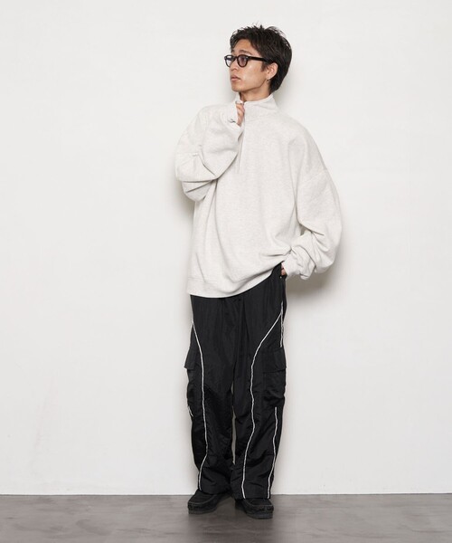 PUBLUX（パブリュクス）の「PUBLUX/パブリュクス スーパービッグハーフジップ裏起毛スウェット(限定展開)（スウェット・メンズ・ブラック/ライトグレー/グレー/ネイビー/オレンジ・MEDIUM/SMALL/LARGE）」の16枚目の写真