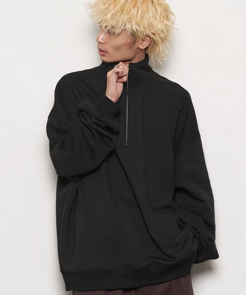 PUBLUX（パブリュクス）の「PUBLUX/パブリュクス スーパービッグハーフジップ裏起毛スウェット(限定展開)（スウェット・メンズ・ブラック/ライトグレー/グレー/ネイビー/オレンジ・MEDIUM/SMALL/LARGE）」の17枚目の写真