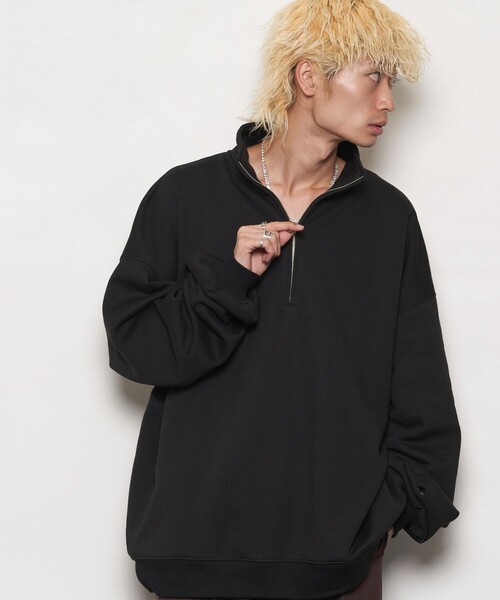 PUBLUX（パブリュクス）の「PUBLUX/パブリュクス スーパービッグハーフジップ裏起毛スウェット(限定展開)（スウェット・メンズ・ブラック/ライトグレー/グレー/ネイビー/オレンジ・MEDIUM/SMALL/LARGE）」の18枚目の写真