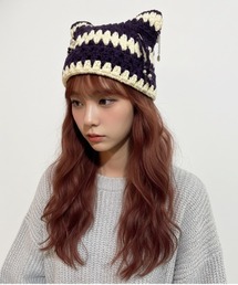 Anthe（アンテ）の「【Anthe】猫耳ボーダーワッチ（ニットキャップ/ビーニー）」