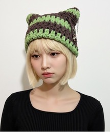 Anthe（アンテ）の「【Anthe】猫耳ボーダーワッチ（ニットキャップ/ビーニー）」