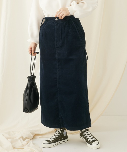 CRAFT STANDARD BOUTIQUE(クラフトスタンダードブティック)の「コーデュロイ2WAYサロペットスカート(スカート・レディース・ネイビー/キャメル・L/M)」の1枚目の写真