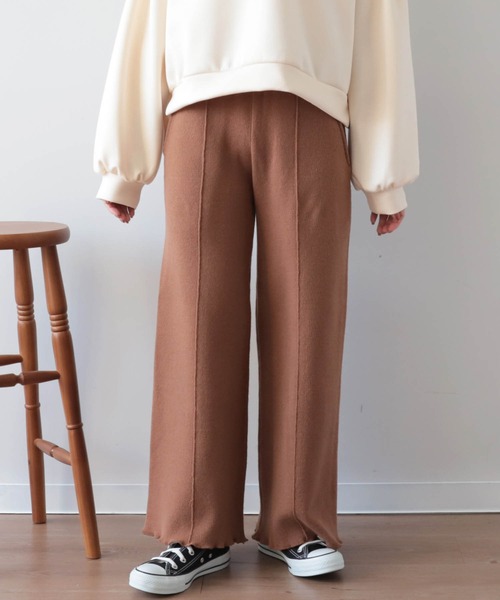 mil(ミル)の「【150㎝前後の小柄さんサイズ】センターシームミラノリブニットパンツ(その他パンツ・レディース・グレイッシュベージュ/モスグリーン/キャメル・M/XS/S)」の8枚目の写真