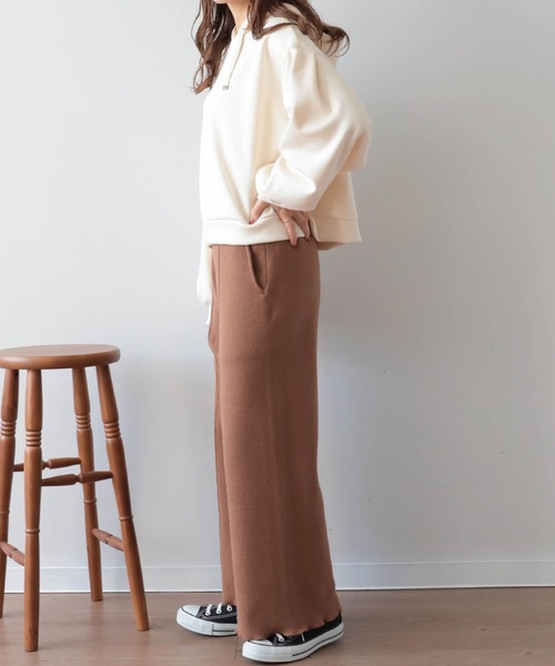 mil(ミル)の「【150㎝前後の小柄さんサイズ】センターシームミラノリブニットパンツ(その他パンツ・レディース・グレイッシュベージュ/モスグリーン/キャメル・M/XS/S)」の10枚目の写真