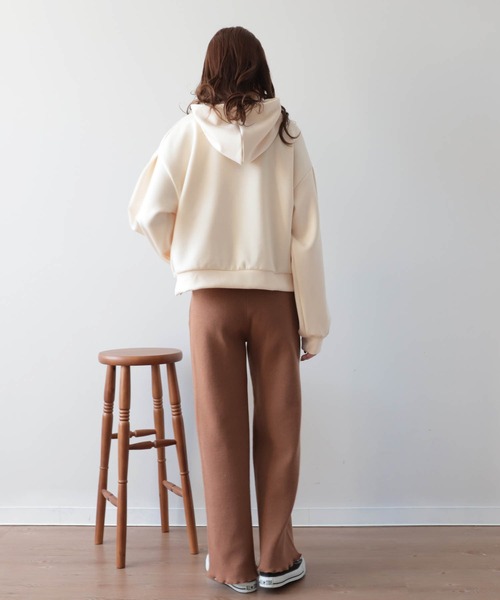 mil(ミル)の「【150㎝前後の小柄さんサイズ】センターシームミラノリブニットパンツ(その他パンツ・レディース・グレイッシュベージュ/モスグリーン/キャメル・M/XS/S)」の11枚目の写真