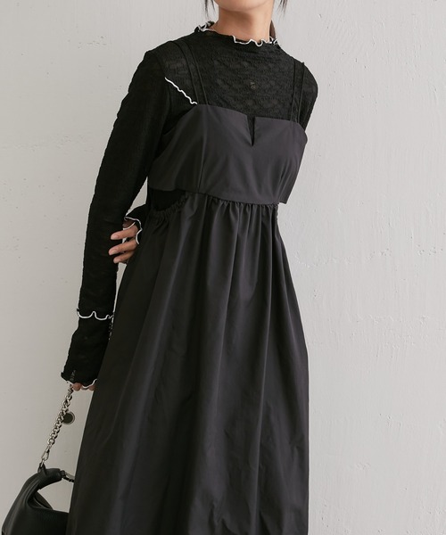 Lui's（ルイス）の「カットアウトデザインキャミワンピース（ワンピース・レディース・ブラック/ベージュ/ブルー・FREE）」の7枚目の写真