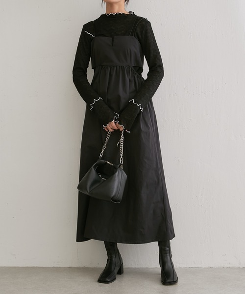 Lui's（ルイス）の「カットアウトデザインキャミワンピース（ワンピース・レディース・ブラック/ベージュ/ブルー・FREE）」の4枚目の写真