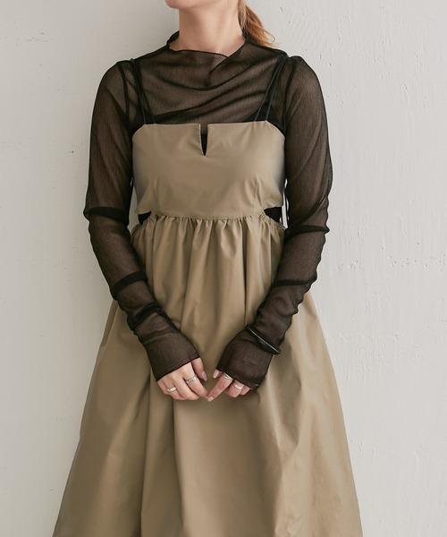 Lui's（ルイス）の「カットアウトデザインキャミワンピース（ワンピース・レディース・ブラック/ベージュ/ブルー・FREE）」の13枚目の写真