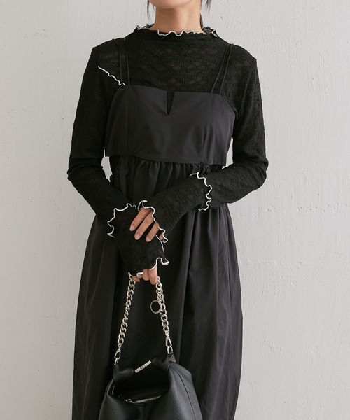 Lui's（ルイス）の「カットアウトデザインキャミワンピース（ワンピース・レディース・ブラック/ベージュ/ブルー・FREE）」の6枚目の写真