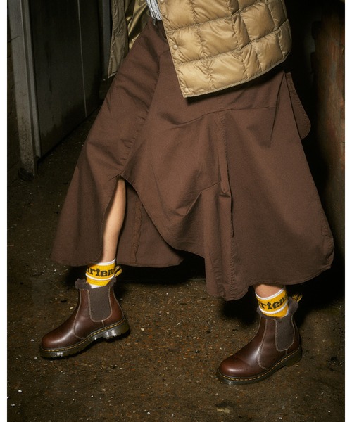 【Dr. Martens】2976 LEONORE ファー レザー チェルシーブーツ Junior 2976 Leonore Faux Fur Lined Chelsea Boots in Black
