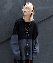 Z)【BLINGLEADS】723801 モヘアタッチツートンクルーニット