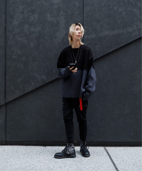 Bling Leads(ブリングリーズ)の「Z)【BLINGLEADS】723801 モヘアタッチツートンクルーニット(ニット/セーター・メンズ・ブラック系その他/レッド系その他/ブルー系その他/ブラウン系その他・MEDIUM/LARGE)」の22枚目の写真