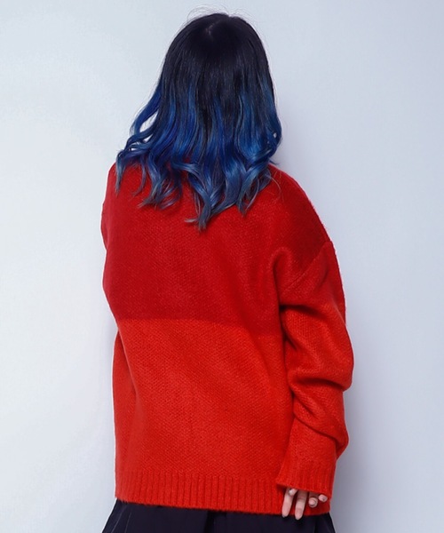 Bling Leads(ブリングリーズ)の「Z)【BLINGLEADS】723801 モヘアタッチツートンクルーニット(ニット/セーター・メンズ・ブラック系その他/レッド系その他/ブルー系その他/ブラウン系その他・MEDIUM/LARGE)」の19枚目の写真