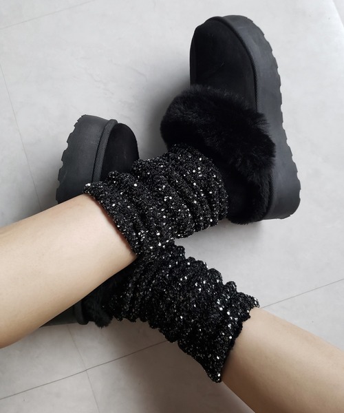 me+em select(ミームセレクト)の「※※【 レッグウォーマーにもなる2way 】スパングルアームウォーマー / spangle arm warmer(アームカバー・レディース・ホワイト/ブラック/グレー・FREE)」の4枚目の写真