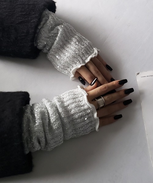 me+em select(ミームセレクト)の「※※【 レッグウォーマーにもなる2way 】スパングルアームウォーマー / spangle arm warmer(アームカバー・レディース・ホワイト/ブラック/グレー・FREE)」の10枚目の写真