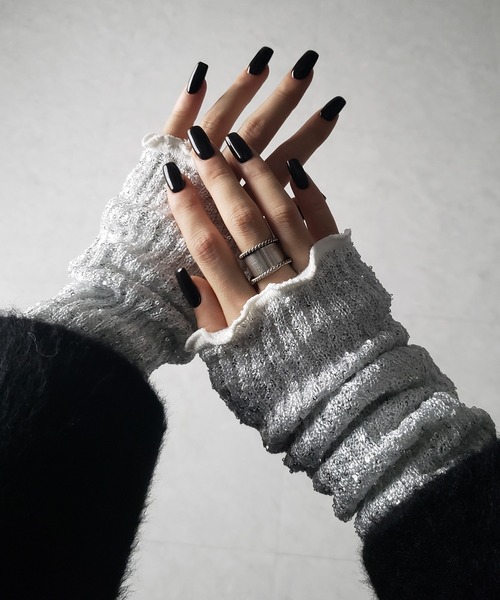 me+em select(ミームセレクト)の「※※【 レッグウォーマーにもなる2way 】スパングルアームウォーマー / spangle arm warmer(アームカバー・レディース・ホワイト/ブラック/グレー・FREE)」の8枚目の写真