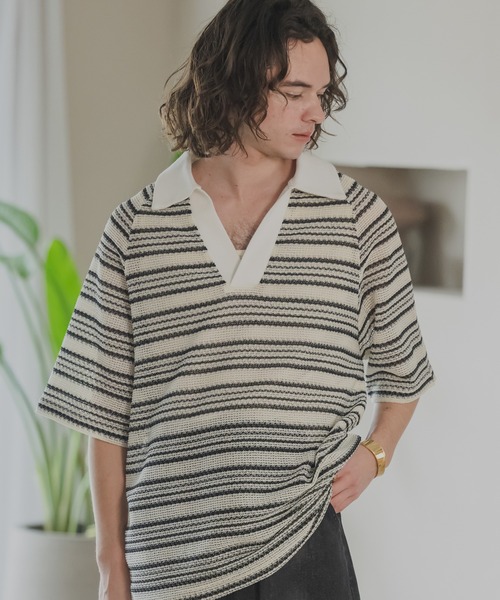 CASPER JOHN（キャスパージョン）の「See-throught border knit