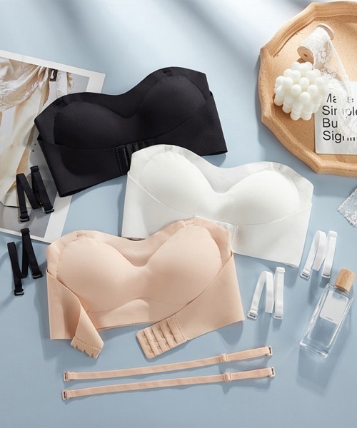 Miniministore（ミニミニストア）の「【新サイズ追加】ストラップレスブラ シームレス 盛りブラ（ブラジャー・レディース・ホワイト/ブラック/ピンクベージュ・S/M/L/XL/2XL）」の19枚目の写真