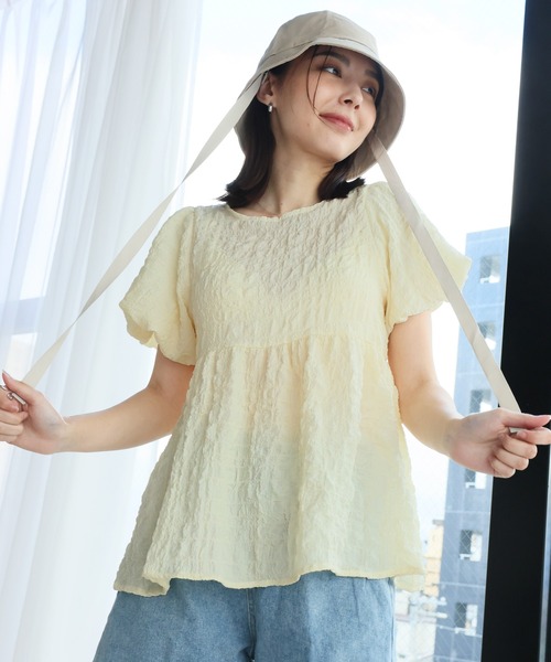 Girly Doll(ガーリードール)の「ポコポコチェックバックリボンバルーンスリーブブラウス(シャツ/ブラウス・レディース・ピンク/ナチュラル/ブルー/ブラック・F)」の15枚目の写真