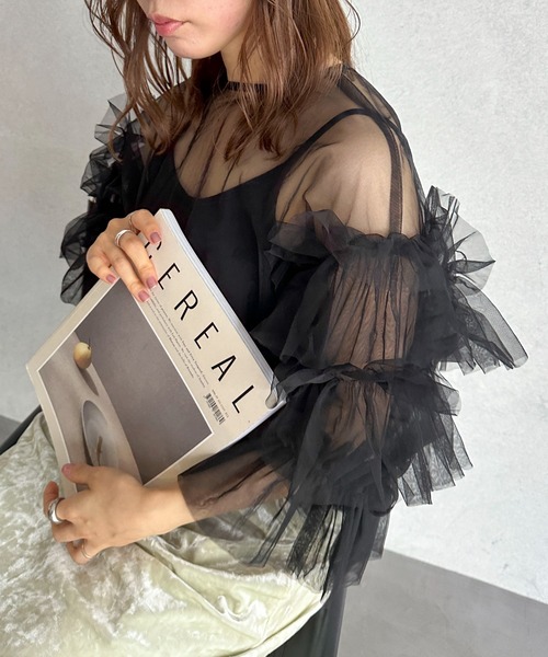 feepur(フェピュール)の「3wayチュールブラウス(シャツ/ブラウス・レディース・アイボリー/ブラック・MEDIUM)」の12枚目の写真