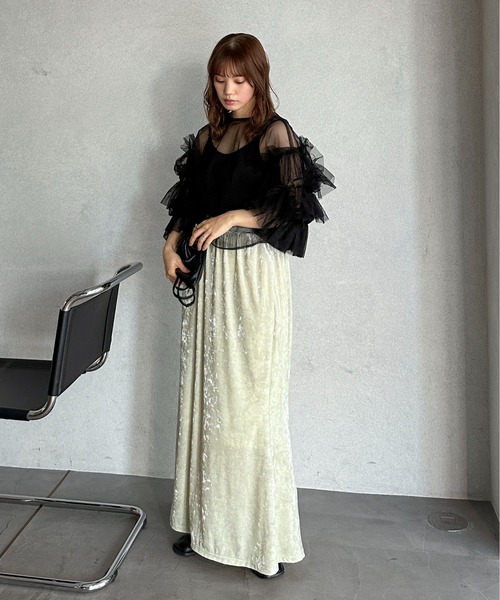 feepur(フェピュール)の「3wayチュールブラウス(シャツ/ブラウス・レディース・アイボリー/ブラック・MEDIUM)」の3枚目の写真