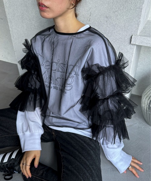 feepur(フェピュール)の「3wayチュールブラウス(シャツ/ブラウス・レディース・アイボリー/ブラック・MEDIUM)」の14枚目の写真