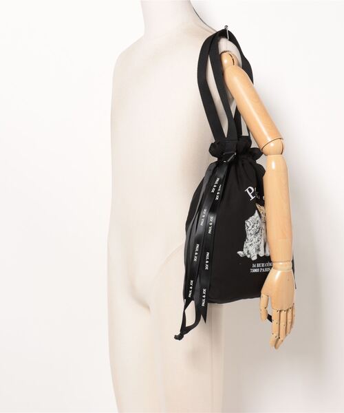 PAUL & JOE ACCESSOIRES（ポールアンドジョーアクセソワ）の「PAUL & JOE ACCESSOIRES (ポール＆ジョーアクセソワ)キャンバス巾着トートバッグバッグ スリーキャッツ PJA-B1013（トートバッグ・レディース・アイボリー/ブラック・FREE）」の6枚目の写真