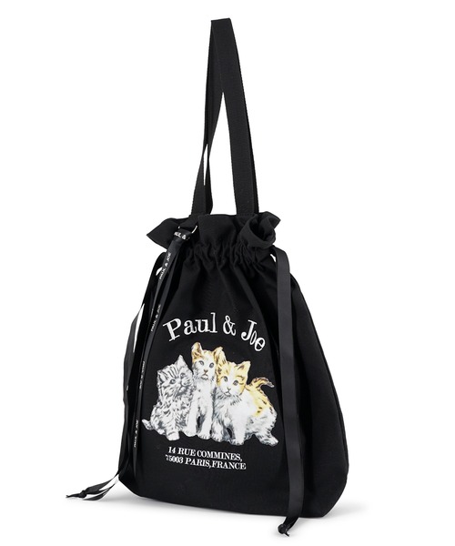 PAUL & JOE ACCESSOIRES（ポールアンドジョーアクセソワ）の「PAUL & JOE ACCESSOIRES (ポール＆ジョーアクセソワ)キャンバス巾着トートバッグバッグ スリーキャッツ PJA-B1013（トートバッグ・レディース・アイボリー/ブラック・FREE）」の11枚目の写真