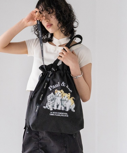 PAUL & JOE ACCESSOIRES（ポールアンドジョーアクセソワ）の「PAUL & JOE ACCESSOIRES (ポール＆ジョーアクセソワ)キャンバス巾着トートバッグバッグ スリーキャッツ PJA-B1013（トートバッグ・レディース・アイボリー/ブラック・FREE）」の19枚目の写真